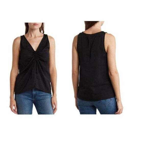 Melrose and Market Cinched Front Top In  Black, XXS - Picture 1 of 12
